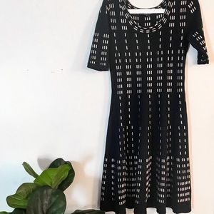 Black and White A Line , Knee length dress